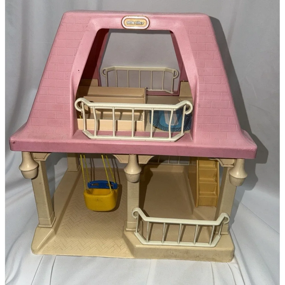 Vintage Little Tikes Dollhouse And Accessories Van People Kitchen Dog Lot
